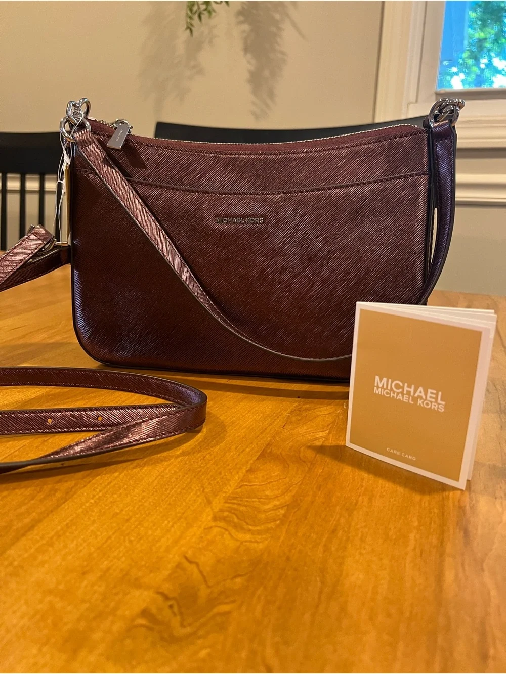 Michael Kors Deep Wine Metallic   Crossbody Bag